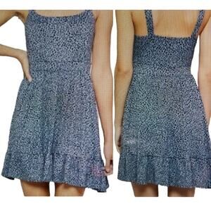 NWT Nine Britton Wide Strap Leopard Print Allie Tank Dress Blue Womens Size M
